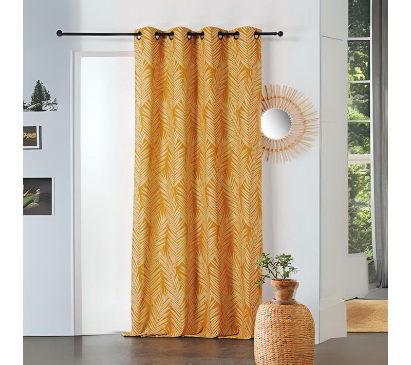 Rideau Imprimé Feuille De Palmier - 140x240 Cm - Jaune