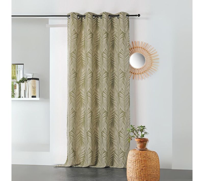Rideau Imprimé Feuille De Palmier - 140x240 Cm - Vert