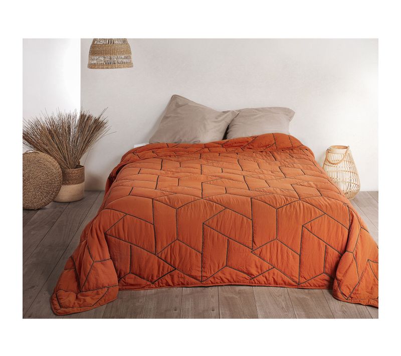 Jeté De Lit Calisson - 150x200 Cm - Rouge Orangé