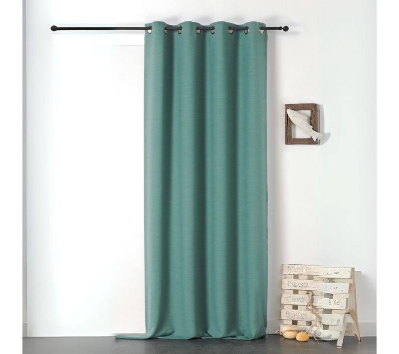Rideau En 100% Lin Libeccio - 135x255 Cm - Bleu Paon
