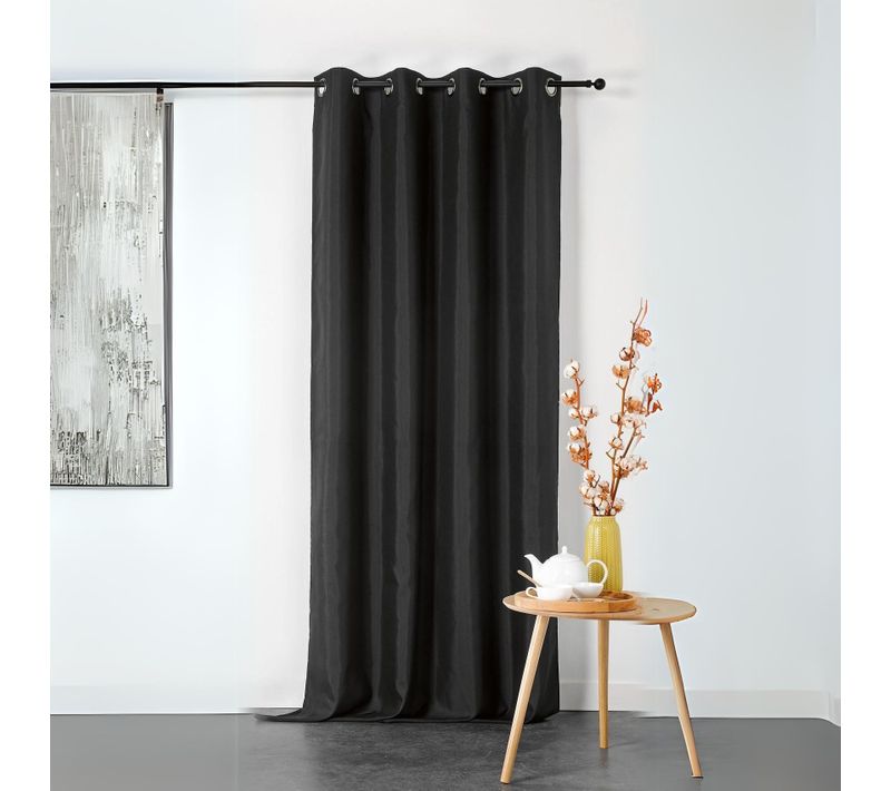 Rideau Ignifugé En Toile Demi Natté Non Feu M1 - 135x240 Cm - Noir