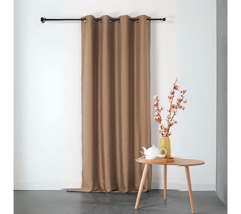 Rideau Ignifugé En Toile Demi Natté Non Feu M1 - 135x240 Cm - Ficelle