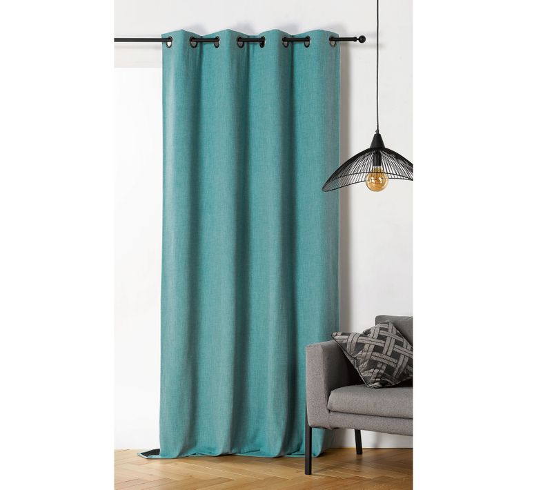 Rideau Obscurcissant Et Isolant - - Effet Tissé - 140x260 Cm - Bleu