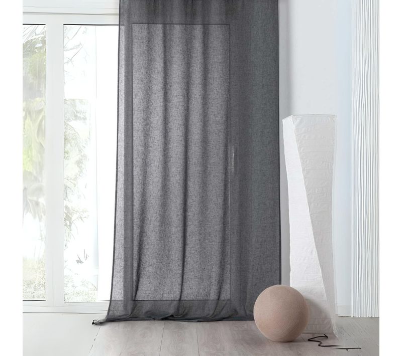 Rideau Voilage Tamisant En Poly-lin - 145x240 Cm - Gris Anthracite