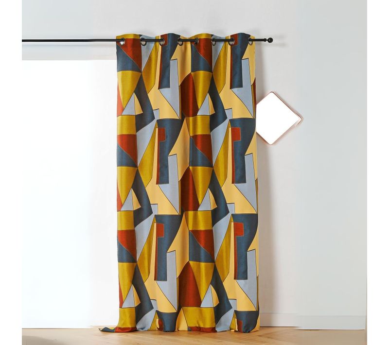 Rideau D'ameublement - Effet Graphique - 135x260 Cm - Jaune