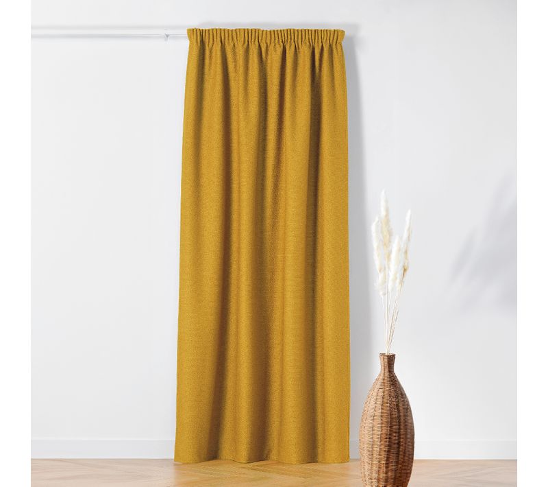 Rideau Thermique à Galon Fronceur - Effet Bouclette - 140x260 Cm - Jaune Moutarde