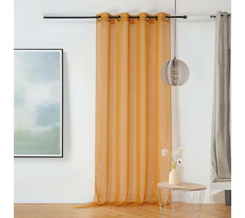 Voilage En étamine Givrée - 145x240 Cm - Jaune Soleil