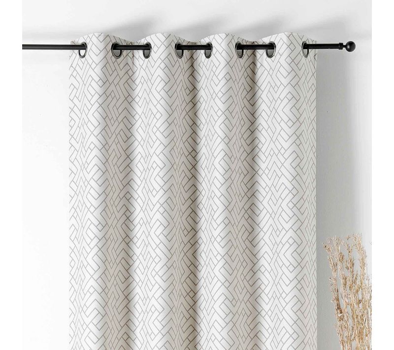 Rideau Thermique Imprimé Graphique - 140x240 Cm - Taupe
