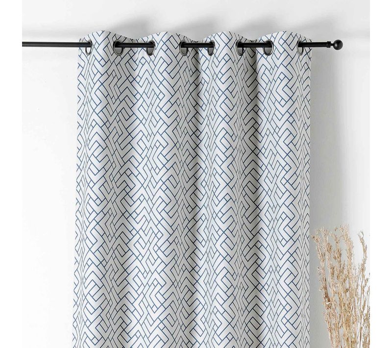 Rideau Thermique Imprimé Graphique - 140x240 Cm - Bleu