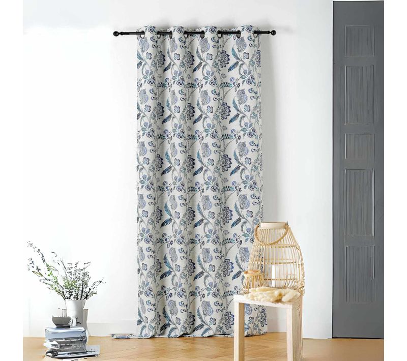 Rideau Tamisant Vintage Floral - 140x240 Cm - Bleu Outremer