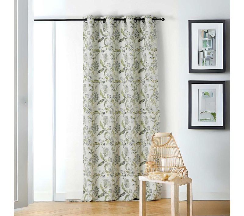 Rideau Tamisant Vintage Floral - 140x240 Cm - Vert