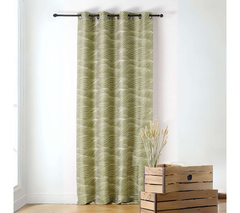 Rideau Motifs Coteaux De Vigne - 140x240 Cm - Vert Olive