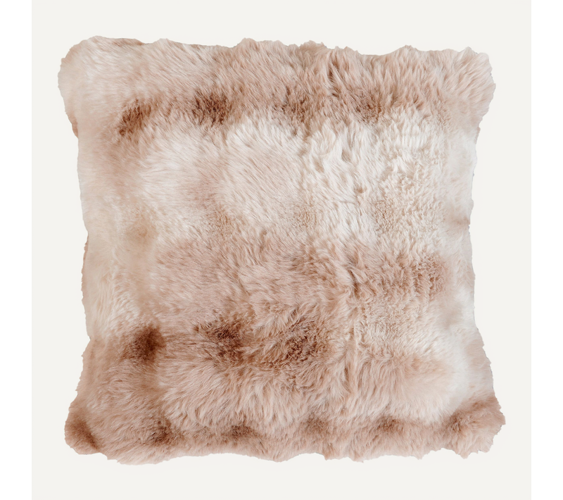 Coussin Imitation Fourrure Doux Aspect Ombré - 45x45 Cm - Marron Brun
