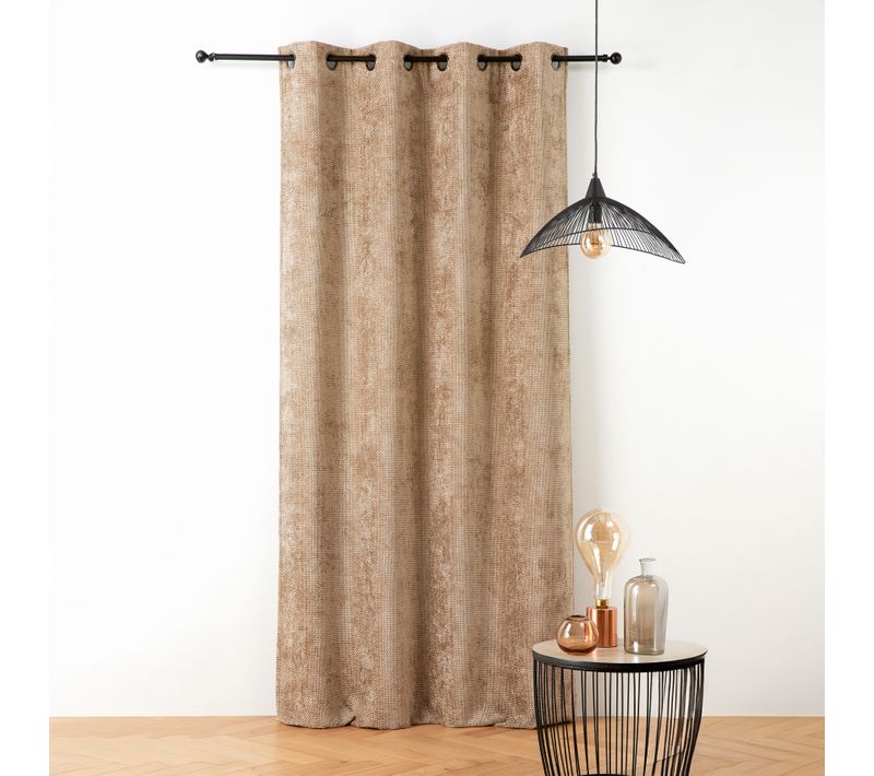 Rideau Thermique Et Phonique Velours Chenille - 135x260 Cm - Beige Chamois