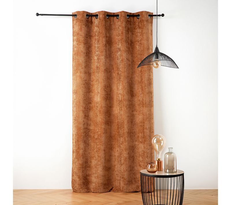 Rideau Thermique Et Phonique Velours Chenille - 135x260 Cm - Orange