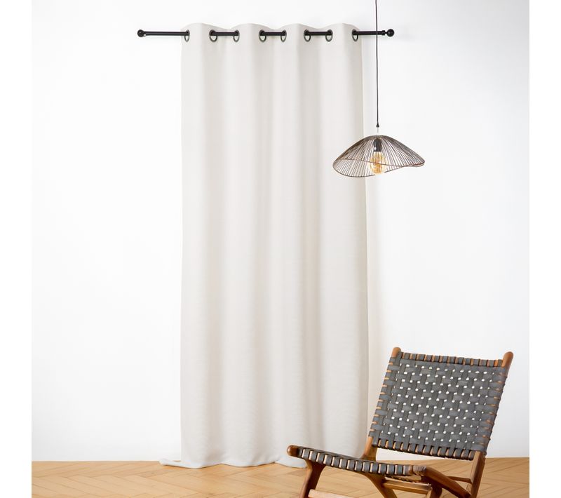 Rideau Phonique Coton Et Chanvre Tressage Naturel - 140x240 Cm - Blanc