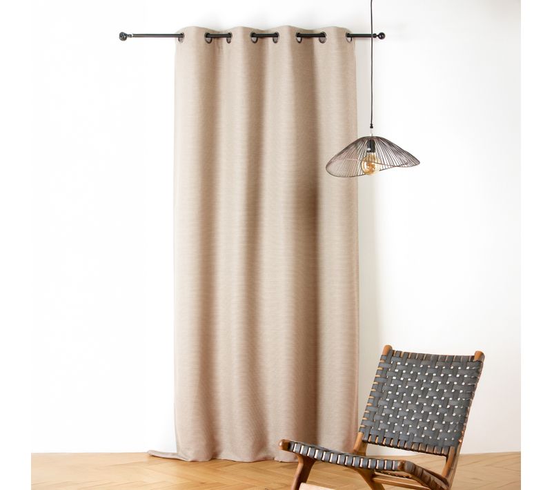 Rideau Phonique Coton Et Chanvre Tressage Naturel - 140x240 Cm - Beige