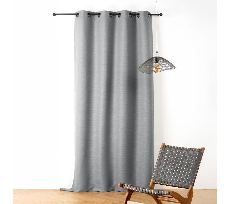 Rideau Phonique Coton Et Chanvre Tressage Naturel - 140x240 Cm - Bleu