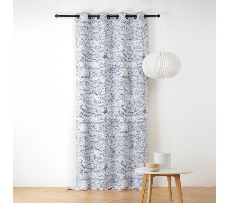 Rideau Jacquard Motif Nuage À Oeillets - 140x240 Cm - Bleu Foncé