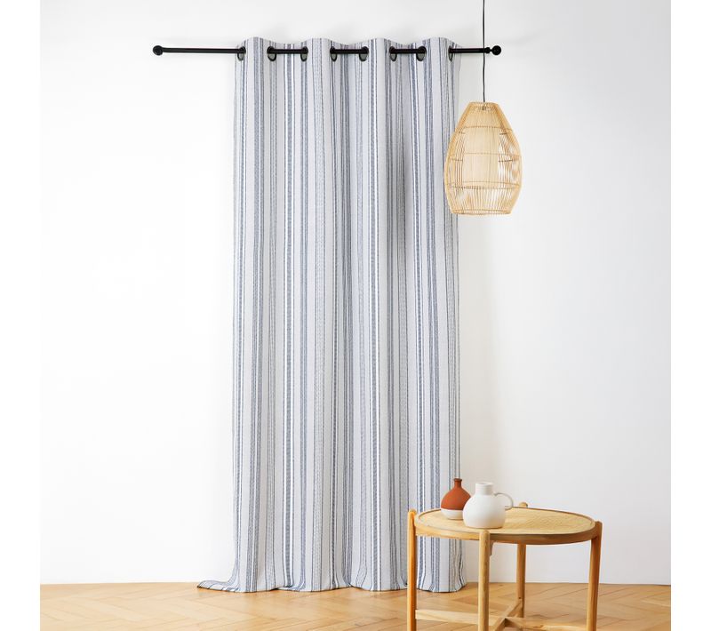 Rideau Extérieur Déperlant Rayé - 140x265 Cm - Bleu