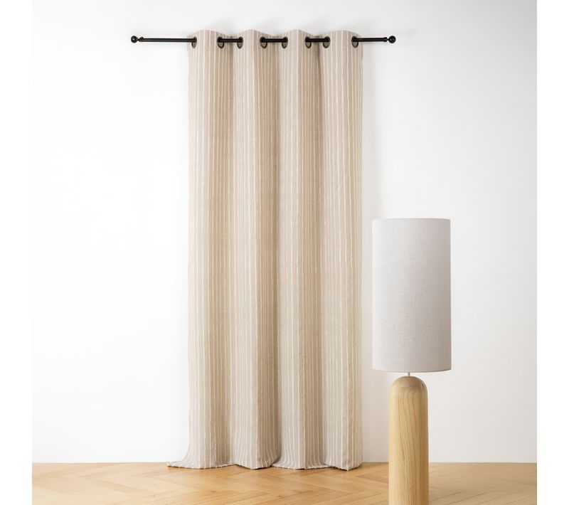 Rideau En Lin Et Coton Rayures Tuftées - 140x265 Cm - Lin
