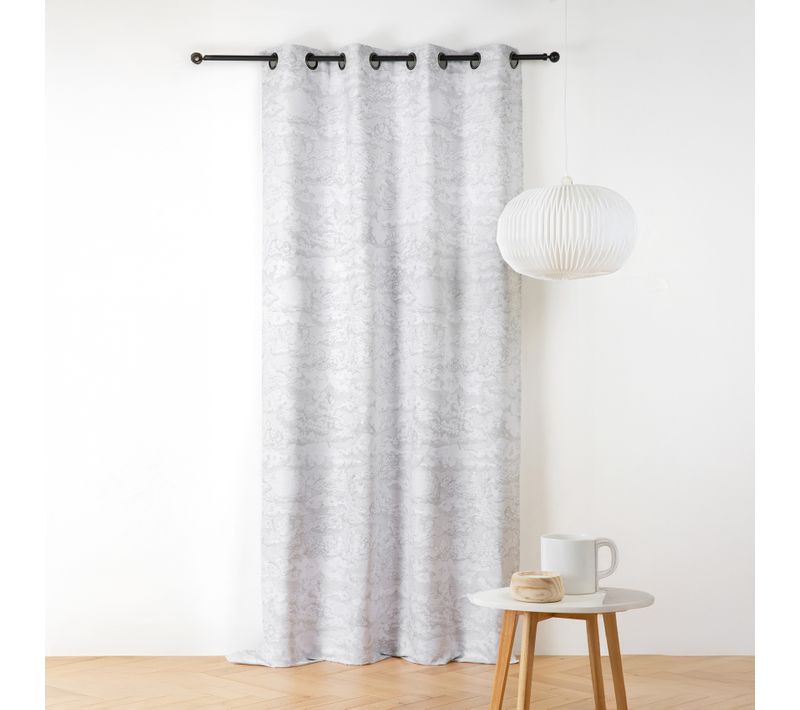 Rideau Jacquard Motif Nuage À Oeillets - 140x240 Cm - Gris