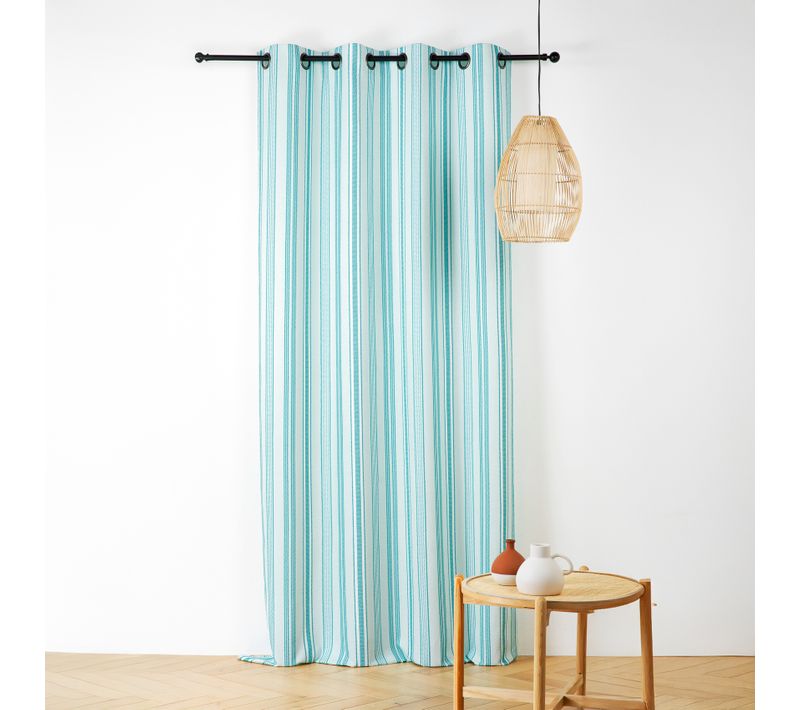 Rideau Extérieur Déperlant Rayé - 140x265 Cm - Turquoise