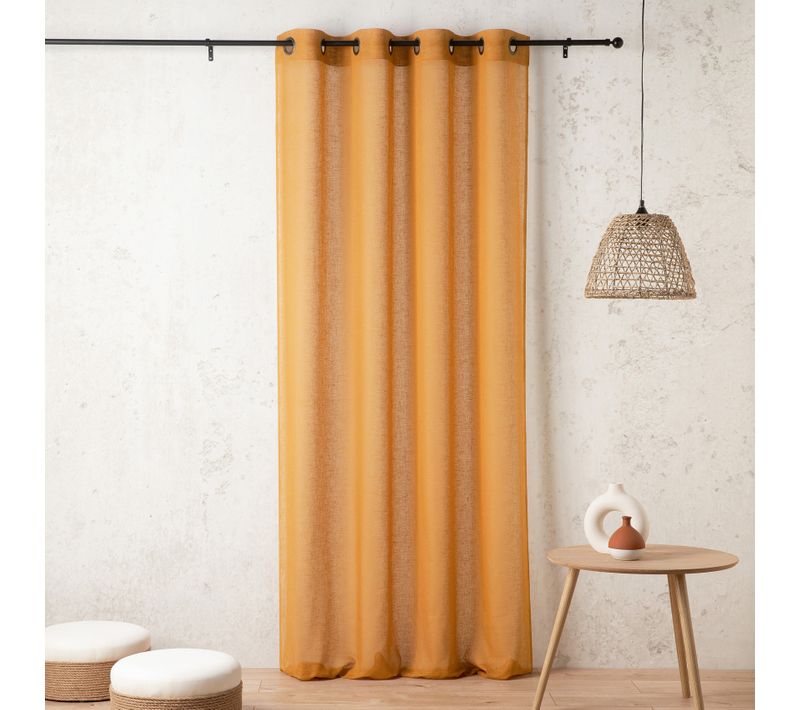 Voilage Uni Et Tamisant En Poly/lin - 150x240 Cm - Jaune Safran