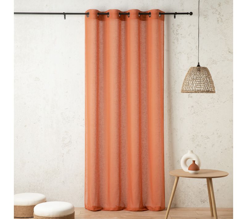 Voilage Uni Et Tamisant En Poly/lin - 150x240 Cm - Orange