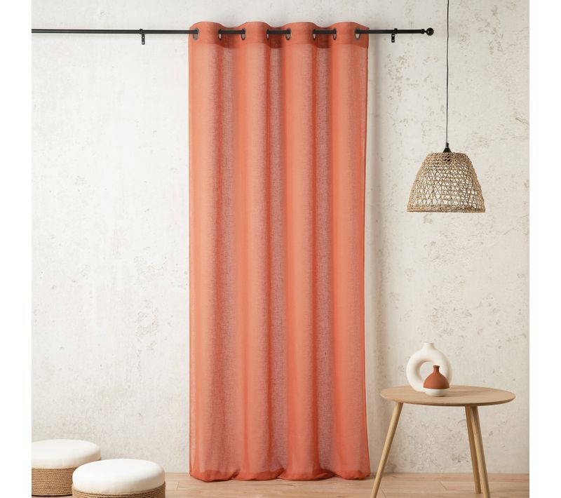 Voilage Uni Et Tamisant En Poly/lin - 150x240 Cm - Rose