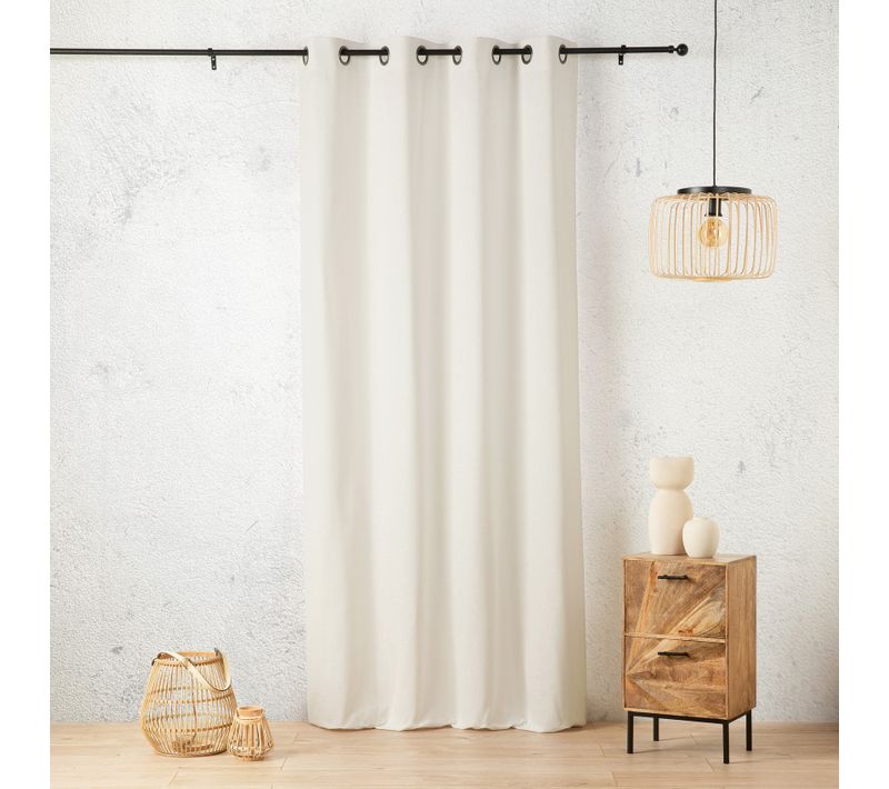 Rideau Aspect Lin À Oeillets - 135x260 Cm - Blanc Cassé