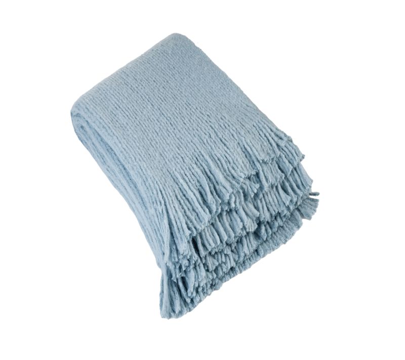 Plaid Maille - Effet Laine Tricotée - 130x160 Cm - Bleu