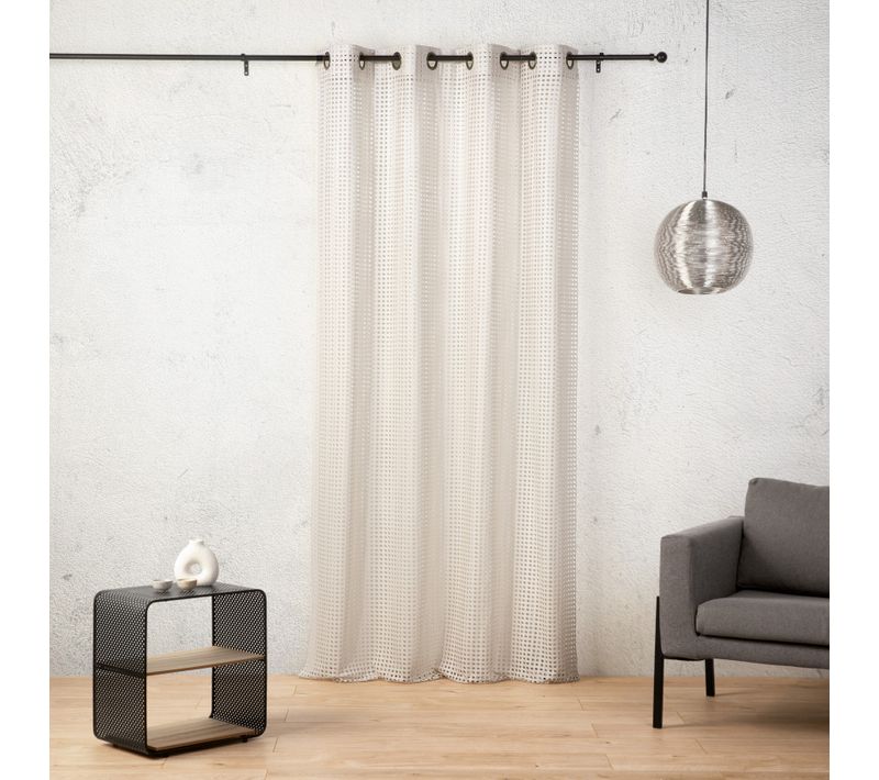 Voilage Maille Ajourée À Oeillets - 140x260 Cm - Blanc Cassé