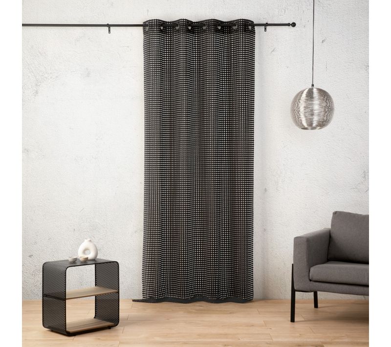 Voilage Maille Ajourée À Oeillets - 140x260 Cm - Noir