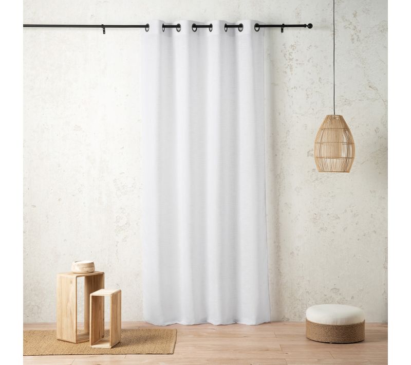 Voilage Poly-lin À Relief Flammé Avec Oeillets - 145x240 Cm - Blanc