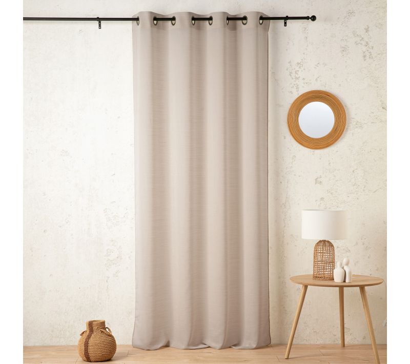 Voilage Uni En Laine Avec Oeillets - 140x240 Cm - Lin