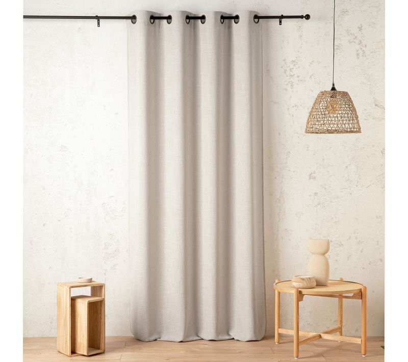 Rideau Tamisant - Effet Lin Authentique - 145x240 Cm - Blanc