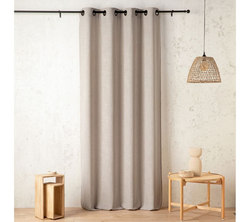 Rideau Tamisant - Effet Lin Authentique - 145x240 Cm - Beige