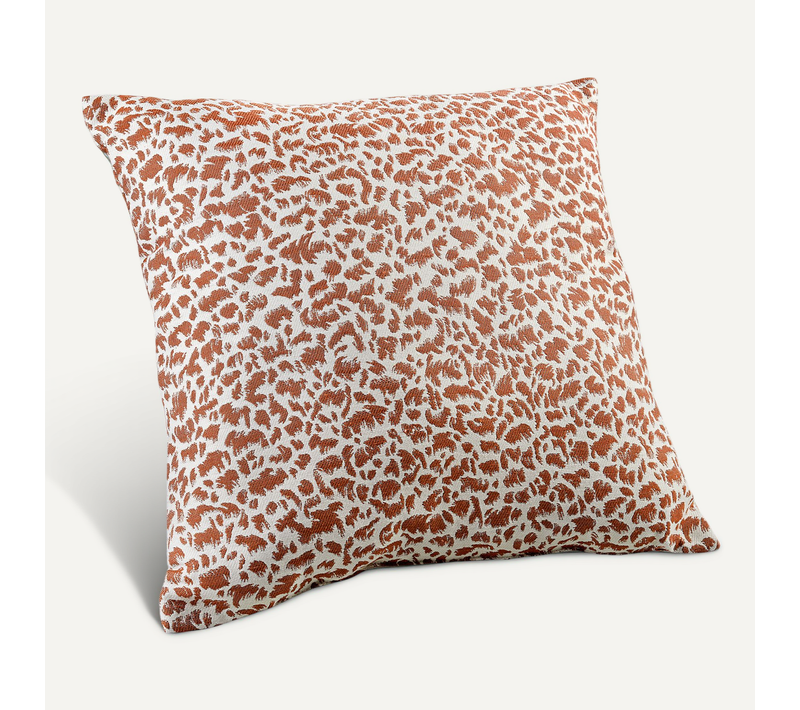 Coussin Jacquard Abstrait Texturé Style Naturel - 45x45 Cm - Orange Foncé
