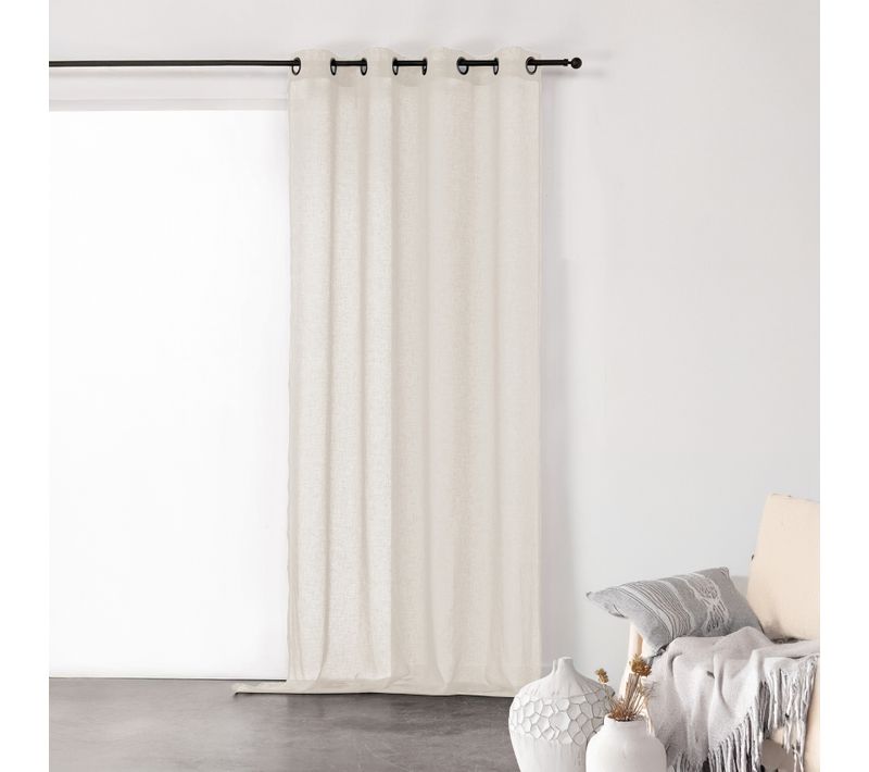 Voilage Tamisant En Gaze Poly-lin À Oeillets - 140x260 Cm - Ecru