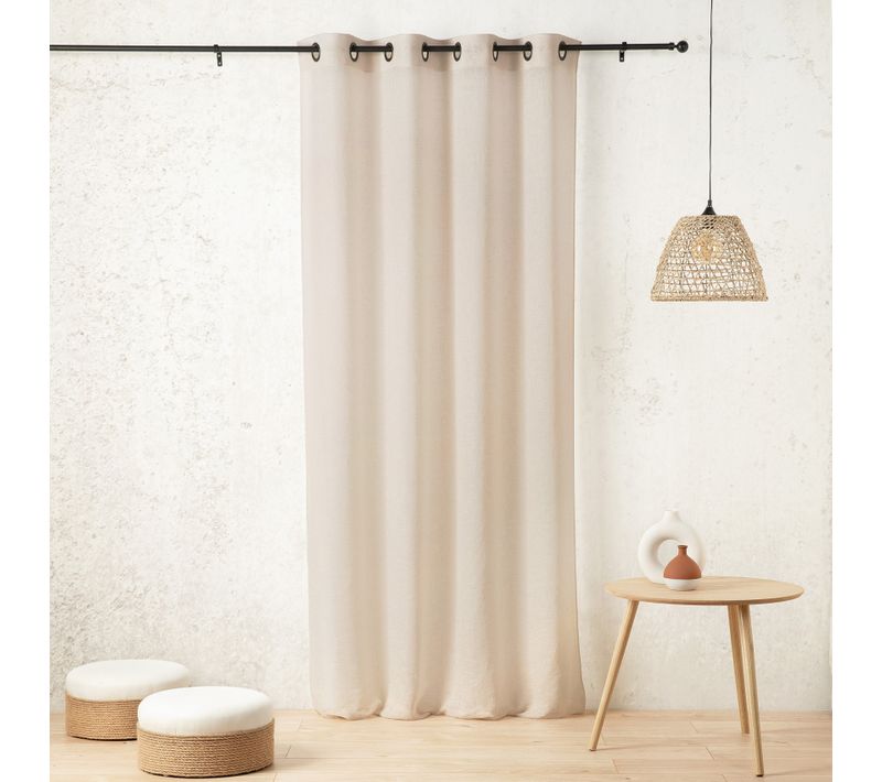 Voilage Tamisant En Gaze Poly-lin À Oeillets - 140x260 Cm - Crème