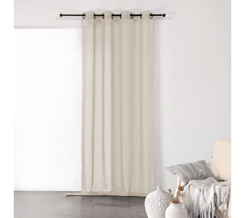 Voilage Tamisant En Gaze Poly-lin À Oeillets - 140x260 Cm - Lin