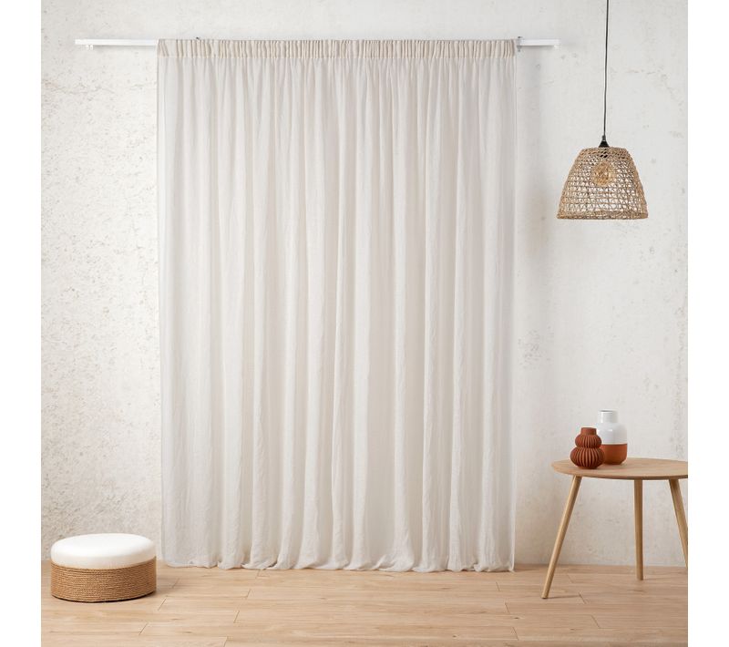 Voilage Tamisant En Gaze Poly-lin À Galon Fronceur - 300x260 Cm - Ecru