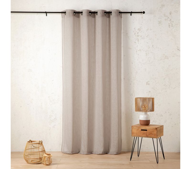 Voilage En Polycoton Chiné - 160x260 Cm - Taupe