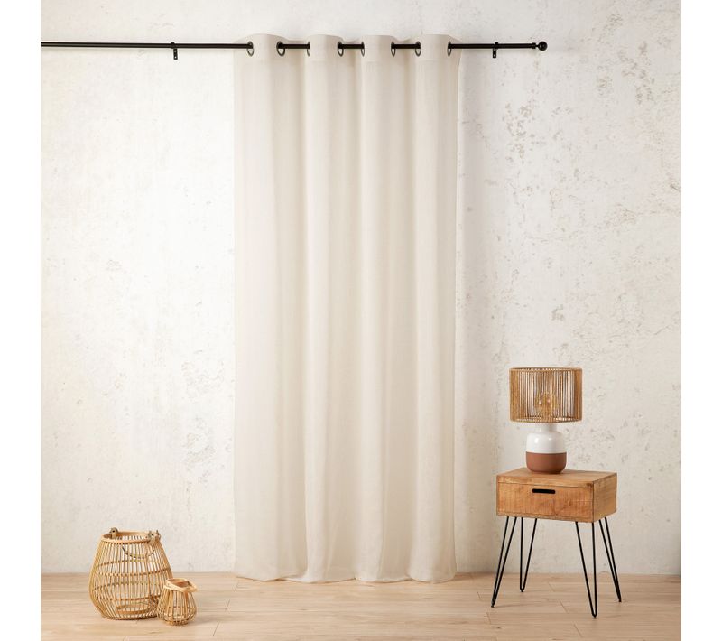 Voilage En Polycoton Chiné - 160x260 Cm - Ecru