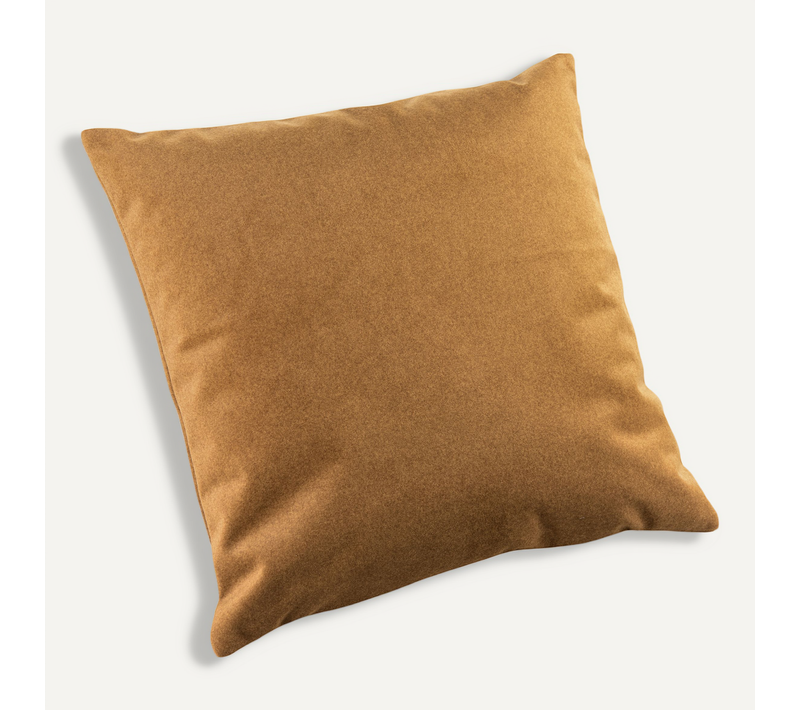 Coussin Velours - Effet Peau De Pêche - 45x45 Cm - Jaune Moutarde