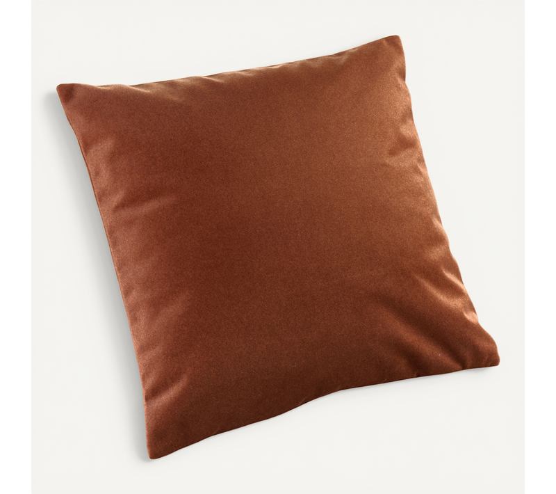 Coussin Velours - Effet Peau De Pêche - 45x45 Cm - Marron Brun