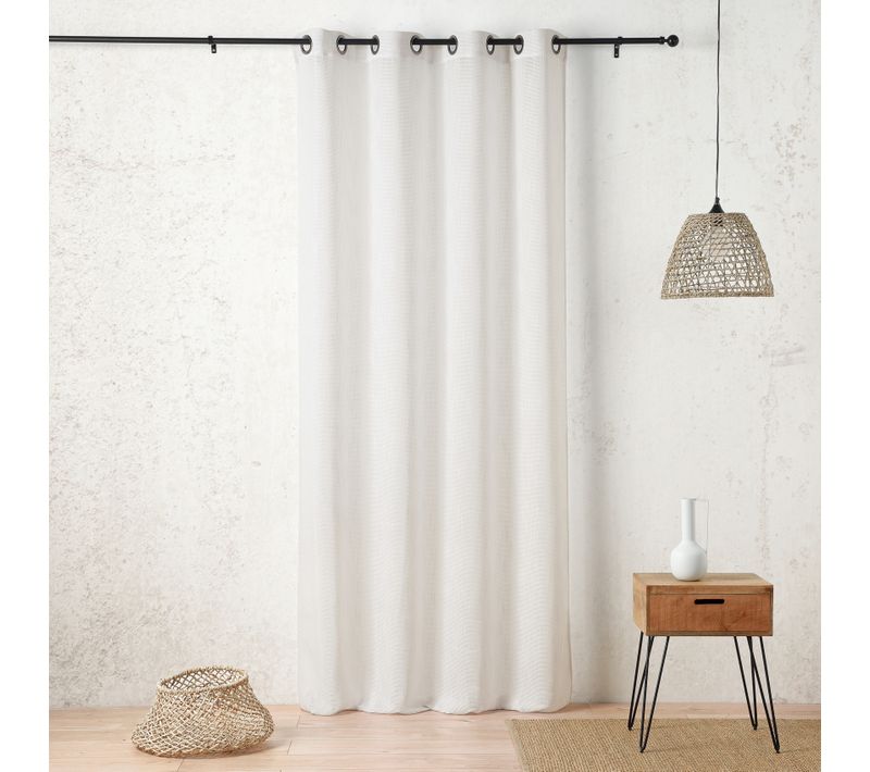 Voilage Tamisant à Oeillets - Effet Filet Ajouré - 140x260 Cm - Ecru