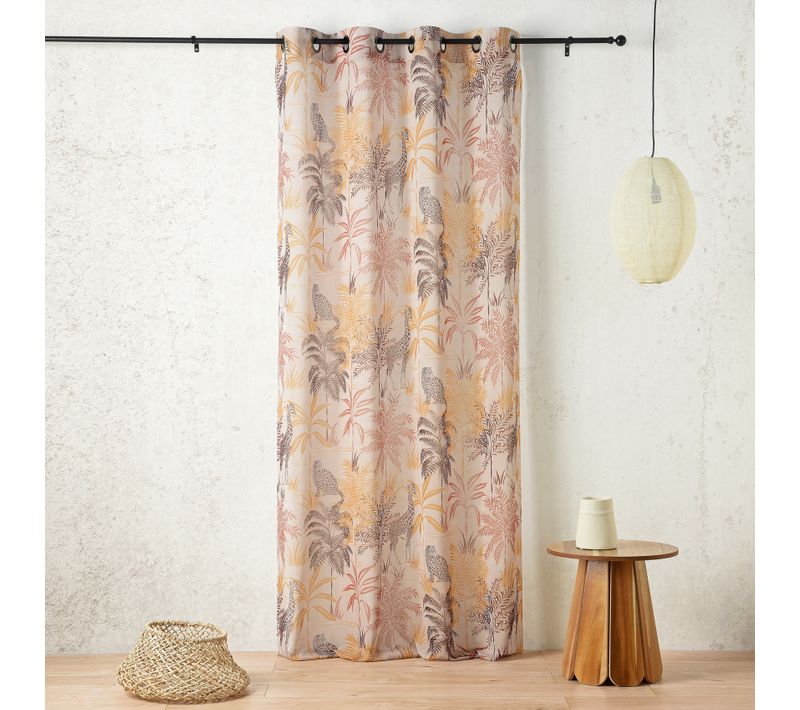 Voilage Oeillet Motif Safari - 150x240 Cm - Vert