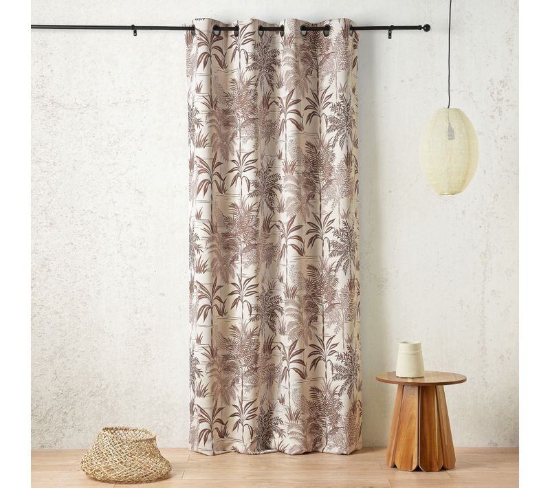 Rideau Oeillets Obscurcissant Motif Végétal Et Animal - 145x240 Cm - Violet